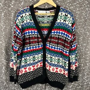 Laura Gayle Cozy Fair Isle Striped Button Up Cardigan‎ Sweater